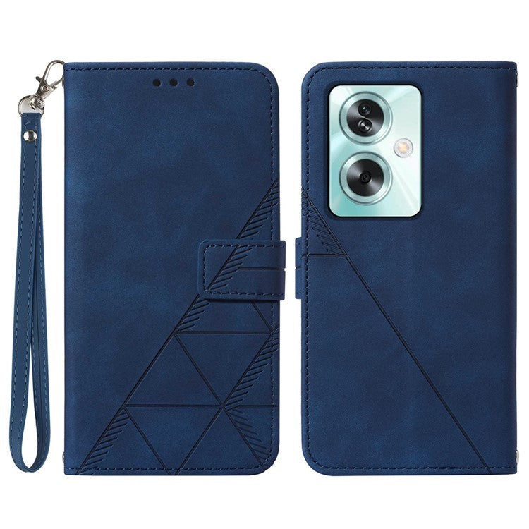 YB Imprinting Series-1 For Oppo A79 5G / A2 5G Case Protective Handbag Leather Purse Phone Cover - Sapphire