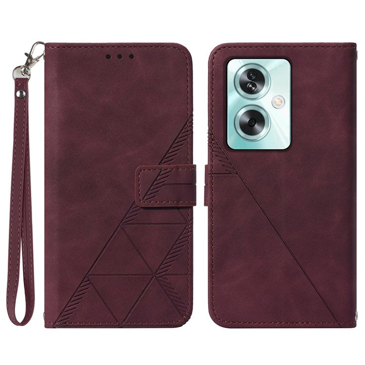 YB Imprinting Series-1 For Oppo A79 5G / A2 5G Case Protective Handbag Leather Purse Phone Cover - Wine Red