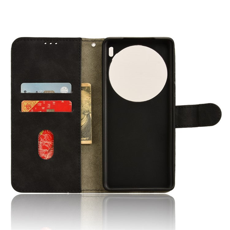 For vivo X100 5G Leather Case Skin-touch Flip Stand Wallet Protective Cover - Black