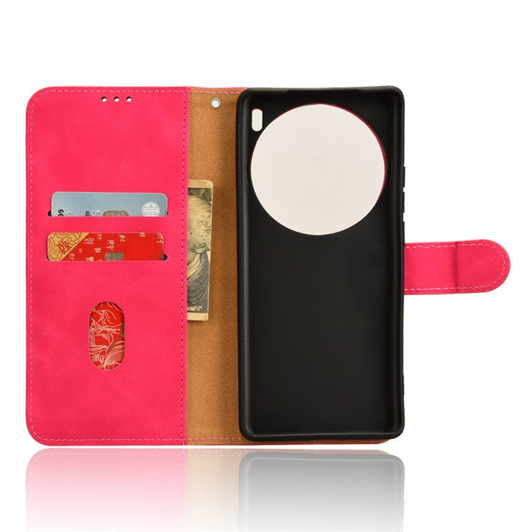 For vivo X100 5G Leather Case Skin-touch Flip Stand Wallet Protective Cover - Rose