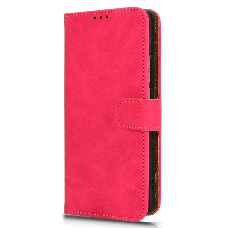 For vivo X100 5G Leather Case Skin-touch Flip Stand Wallet Protective Cover - Rose