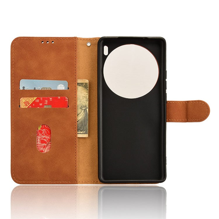 For vivo X100 5G Leather Case Skin-touch Flip Stand Wallet Protective Cover - Brown