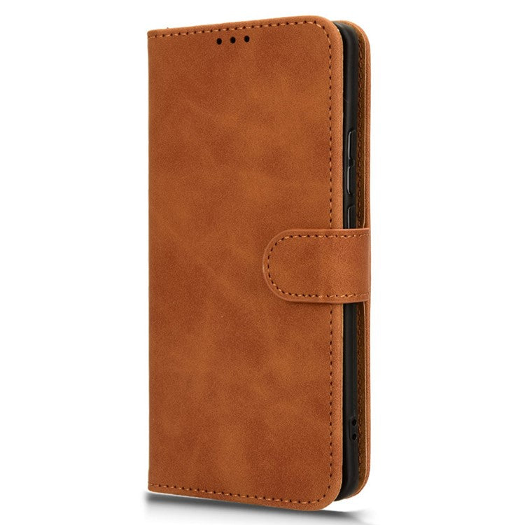 For vivo X100 5G Leather Case Skin-touch Flip Stand Wallet Protective Cover - Brown