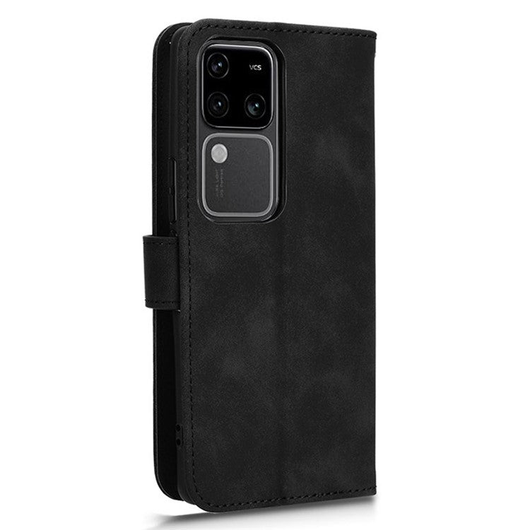 For vivo S18 Pro 5G Leather Case Skin-Touch Folio Stand Phone Protective Cover - Black