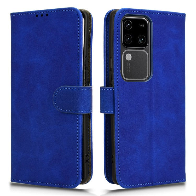 For vivo S18 Pro 5G Leather Case Skin-Touch Folio Stand Phone Protective Cover - Blue