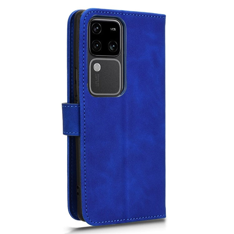 For vivo S18 Pro 5G Leather Case Skin-Touch Folio Stand Phone Protective Cover - Blue