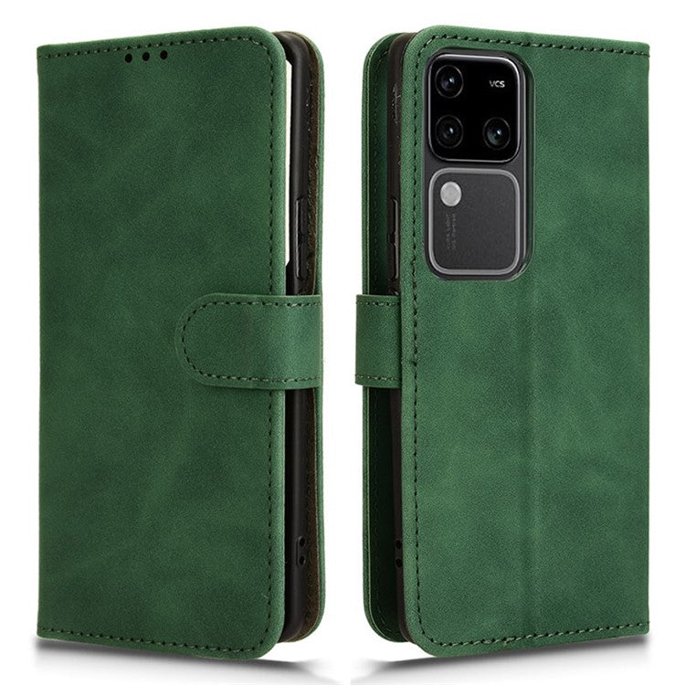 For vivo S18 Pro 5G Leather Case Skin-Touch Folio Stand Phone Protective Cover - Green