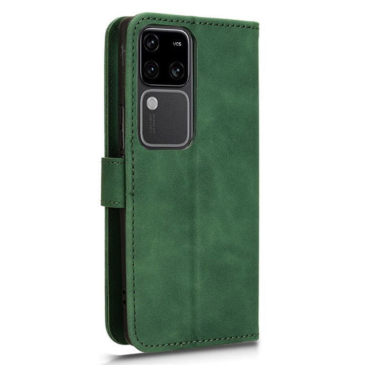 For vivo S18 Pro 5G Leather Case Skin-Touch Folio Stand Phone Protective Cover - Green