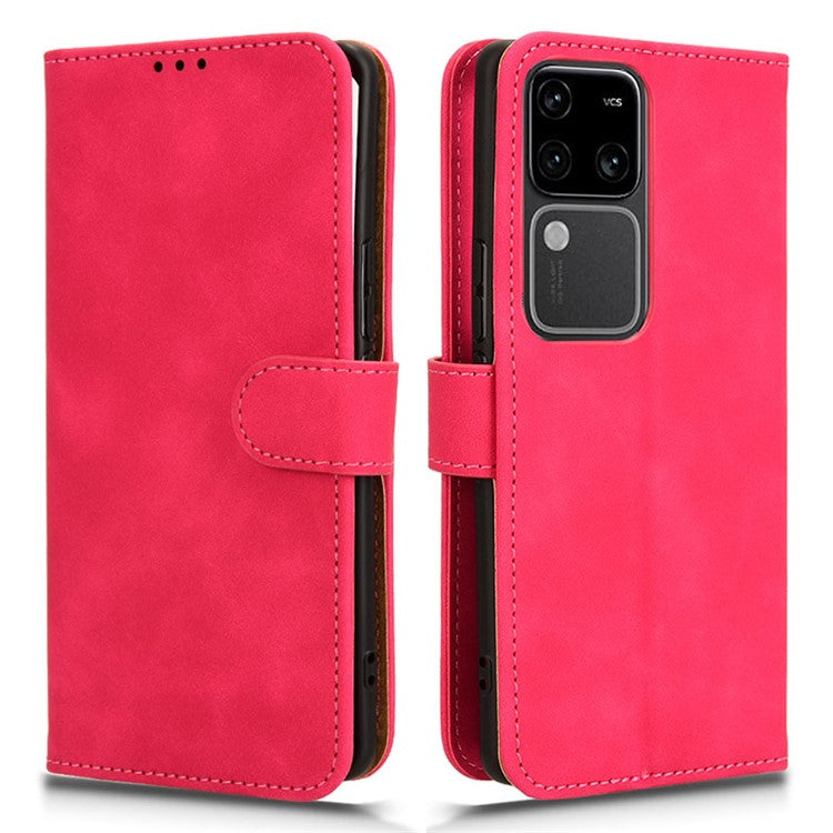 For vivo S18 Pro 5G Leather Case Skin-Touch Folio Stand Phone Protective Cover - Red