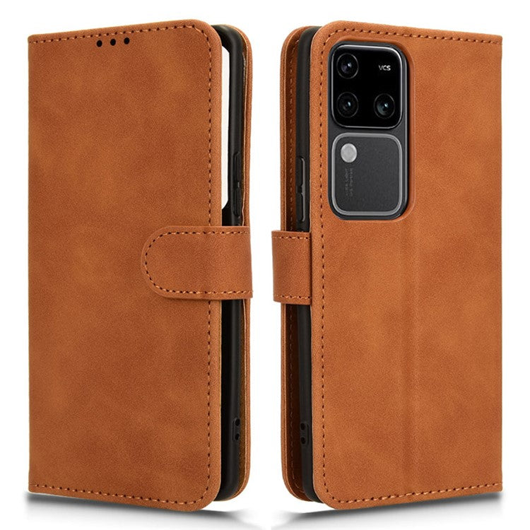 For vivo S18 Pro 5G Leather Case Skin-Touch Folio Stand Phone Protective Cover - Brown