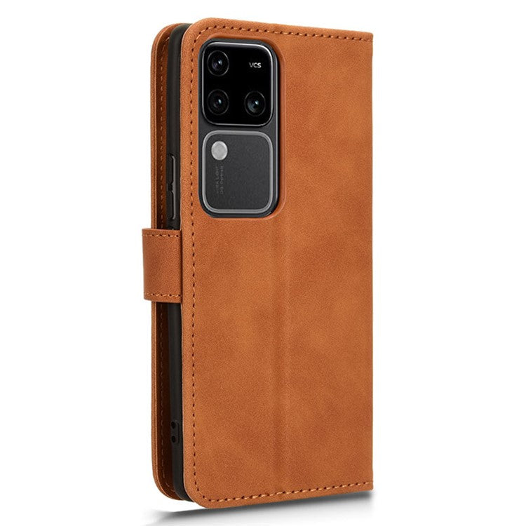 For vivo S18 Pro 5G Leather Case Skin-Touch Folio Stand Phone Protective Cover - Brown