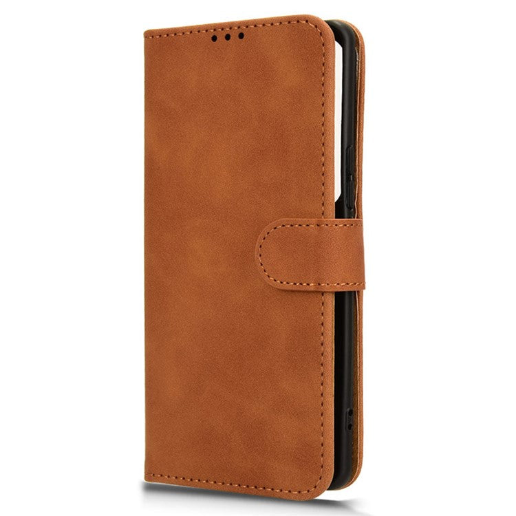 For vivo S18 Pro 5G Leather Case Skin-Touch Folio Stand Phone Protective Cover - Brown