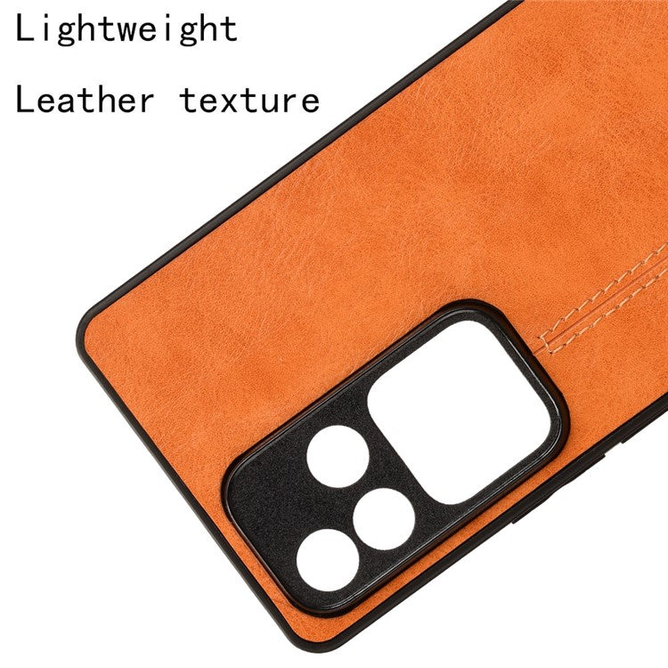 For vivo S18 5G Cell Phone Case PU Leather+PC+TPU Stitching Line Design Drop-proof Cover - Orange