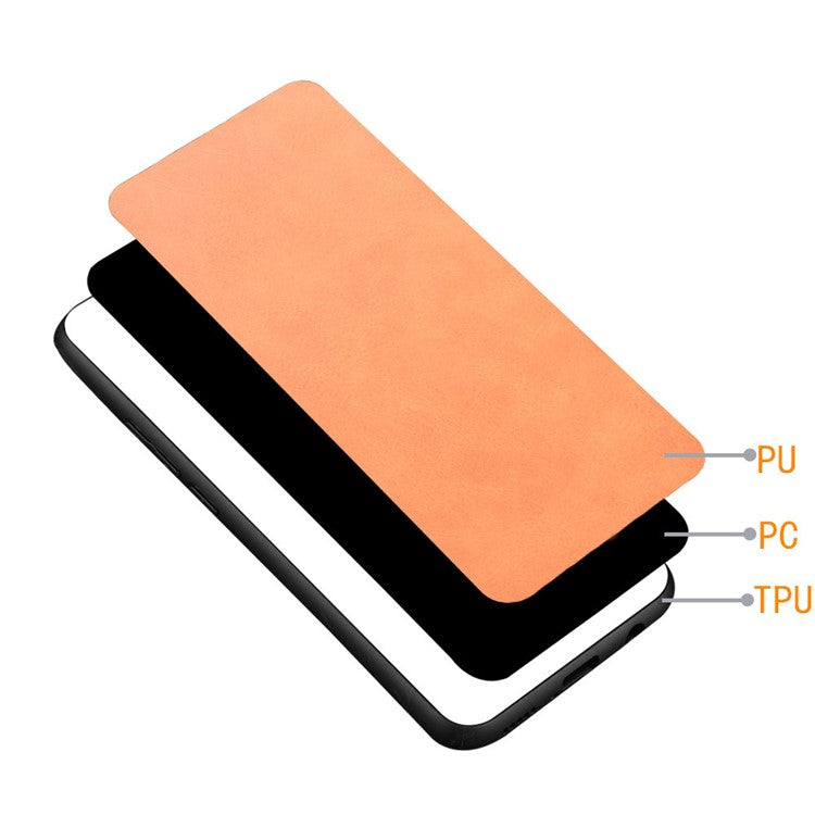 For vivo S18 5G Cell Phone Case PU Leather+PC+TPU Stitching Line Design Drop-proof Cover - Orange