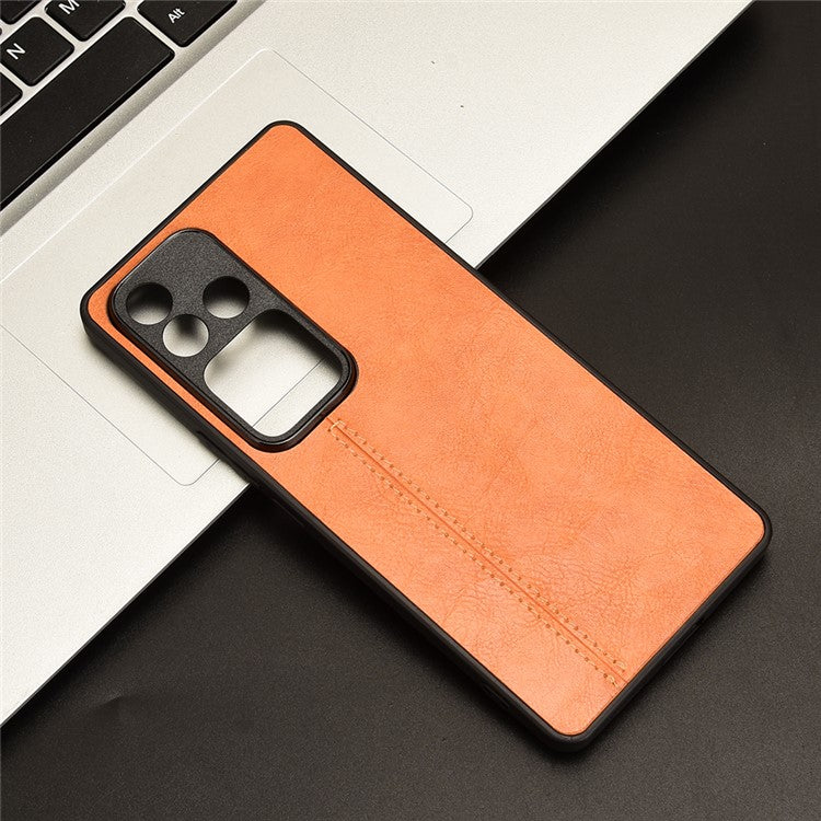 For vivo S18 5G Cell Phone Case PU Leather+PC+TPU Stitching Line Design Drop-proof Cover - Orange