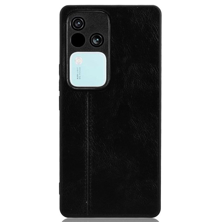 For vivo S18 5G Cell Phone Case PU Leather+PC+TPU Stitching Line Design Drop-proof Cover - Black