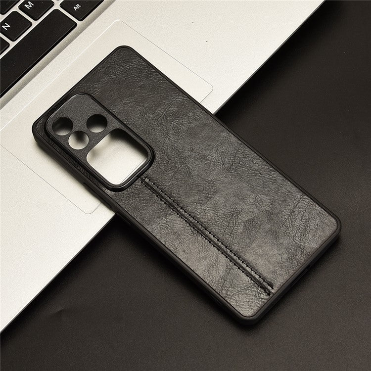 For vivo S18 5G Cell Phone Case PU Leather+PC+TPU Stitching Line Design Drop-proof Cover - Black