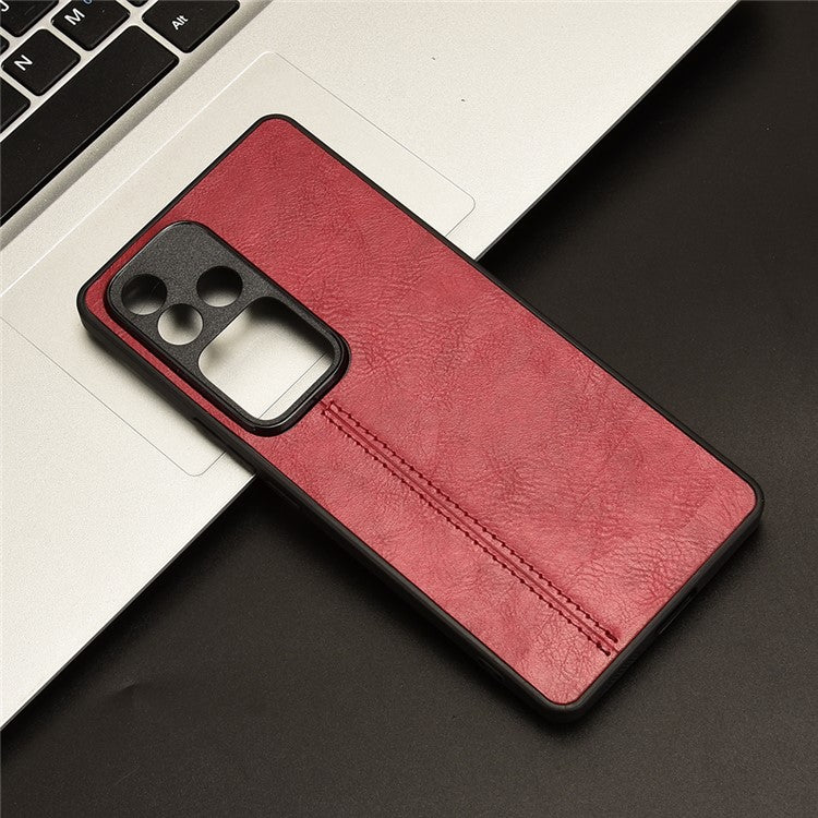 For vivo S18 5G Cell Phone Case PU Leather+PC+TPU Stitching Line Design Drop-proof Cover - Red