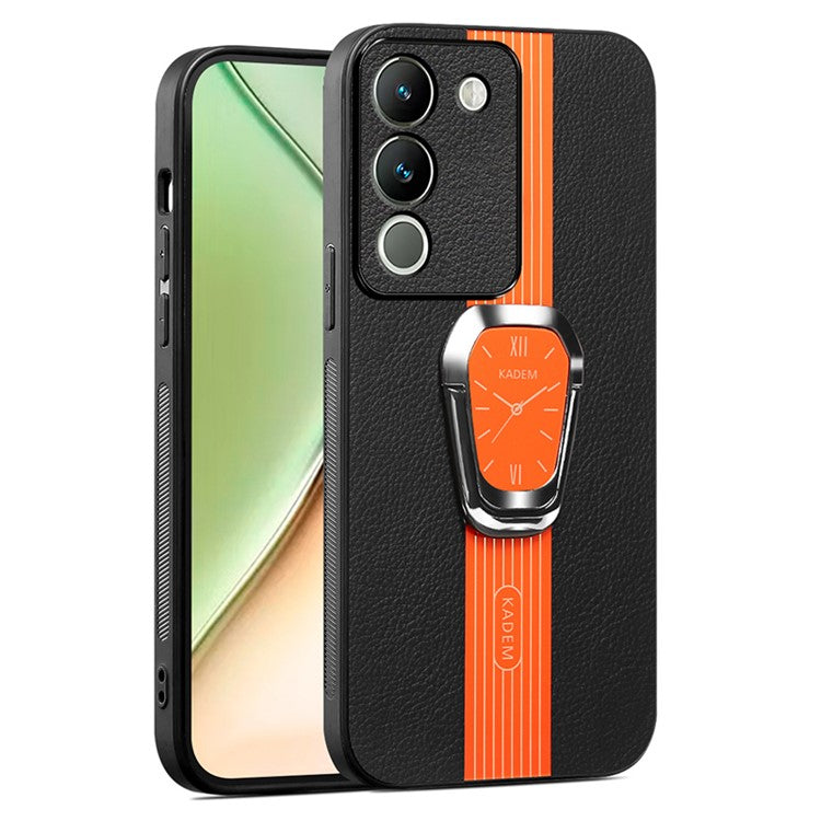 KADEM For vivo V30 Lite 5G Protector Cover with Kickstand PU+TPU+Acrylic Cell Phone Case - Orange