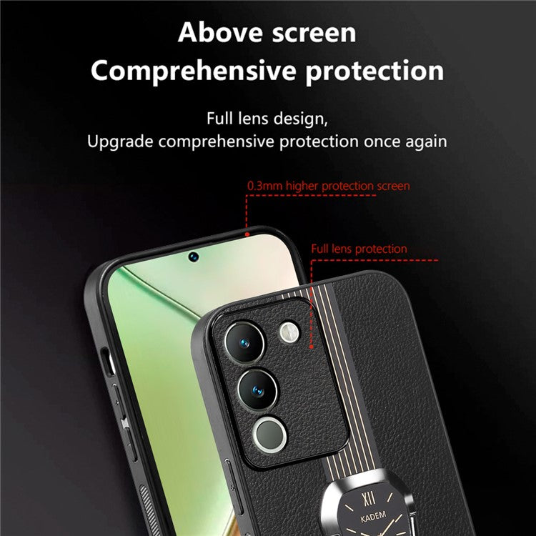 KADEM For vivo V30 Lite 5G Protector Cover with Kickstand PU+TPU+Acrylic Cell Phone Case - Green