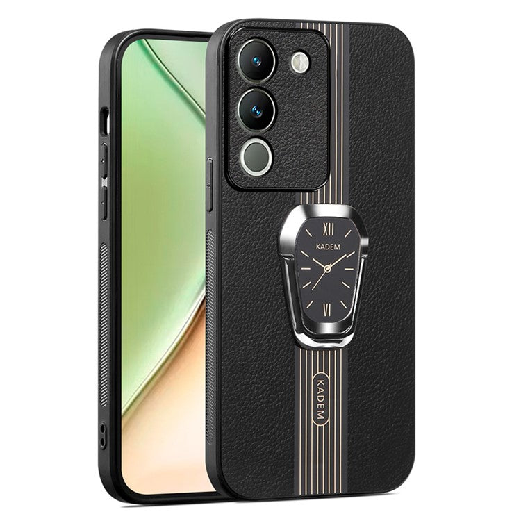 KADEM For vivo V30 Lite 5G Protector Cover with Kickstand PU+TPU+Acrylic Cell Phone Case - Black