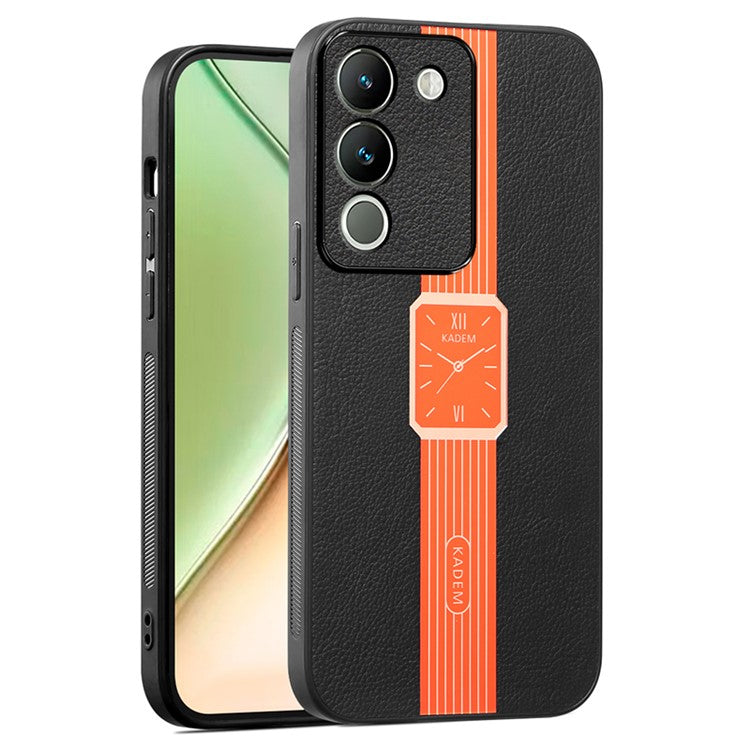 KADEM For vivo V30 Lite 5G PU+TPU+Acrylic Case Watch Pattern Smartphone Cover - Orange