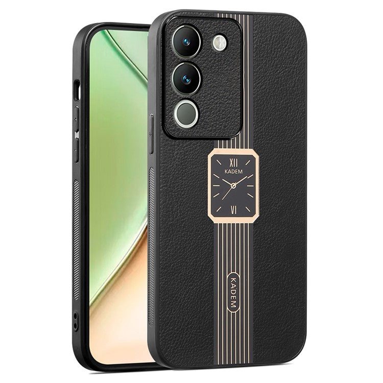 KADEM For vivo V30 Lite 5G PU+TPU+Acrylic Case Watch Pattern Smartphone Cover - Black