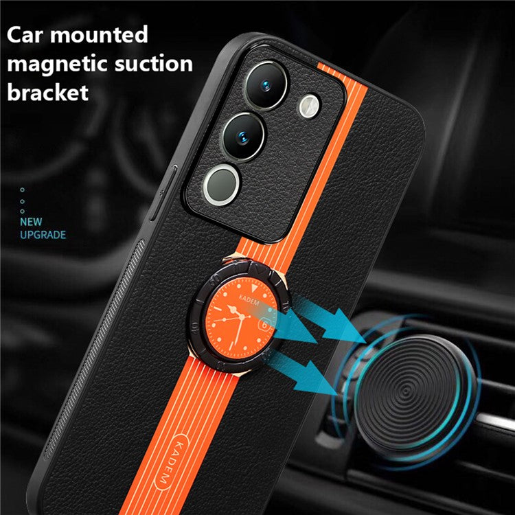 KADEM For vivo V30 Lite 5G Cover Rotary Kickstand Watch Pattern Cell Phone Case - Orange