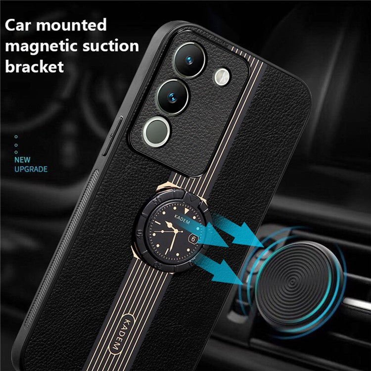 KADEM For vivo V30 Lite 5G Cover Rotary Kickstand Watch Pattern Cell Phone Case - Black