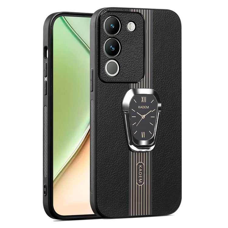 KADEM For vivo V29e (Global) 5G / Y200 4G Cover with Kickstand PU+TPU+Acrylic Phone Case - Black