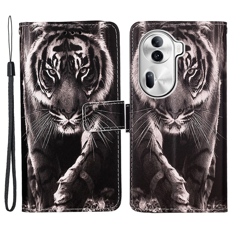 YB Pattern Printing Leather Series-4 for Oppo Reno11 Pro 5G (Global) Case Phone Wallet Cover - Tiger