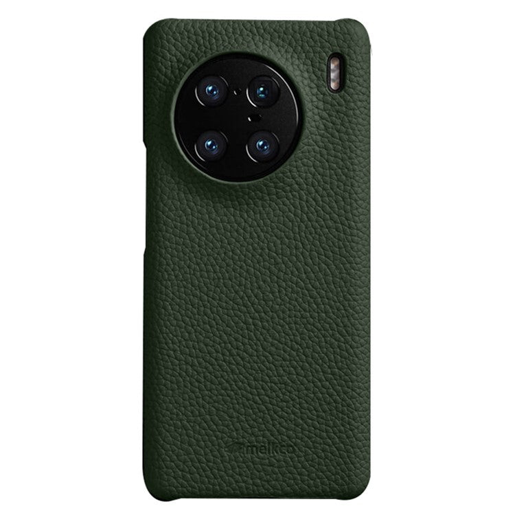 MELKCO For vivo X90 Pro 5G Incomplete Edge Shock-absorbing Phone Case Genuine Cow Leather Coated PC Cover - Green