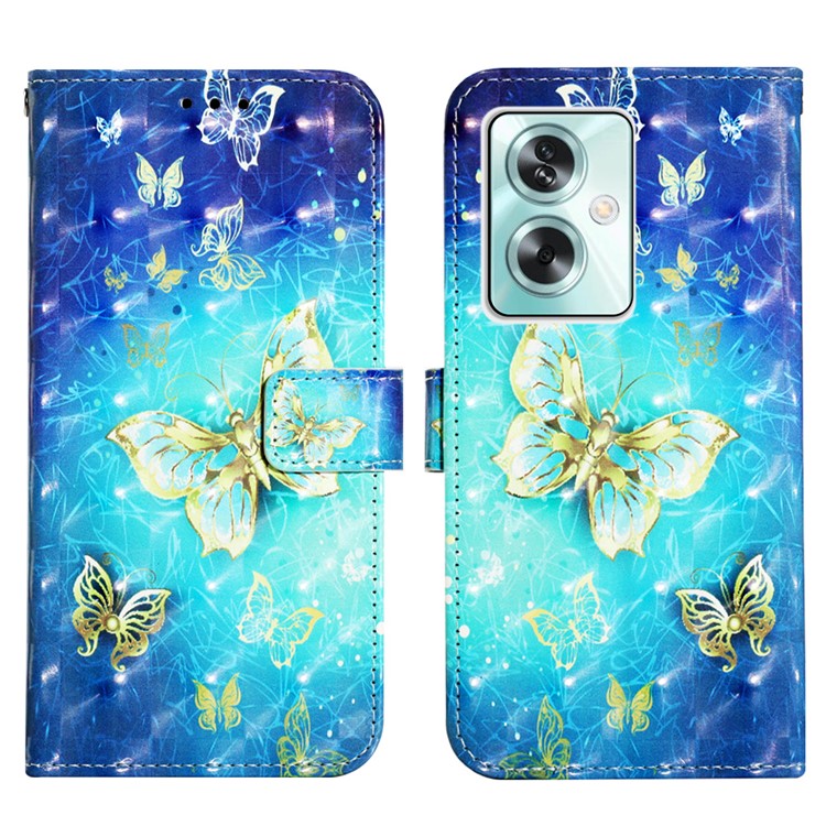 YB Pattern Printing Leather Series-2 For Oppo A79 5G / A2 5G Wallet Case Leather Phone Cover - Golden Butterflies