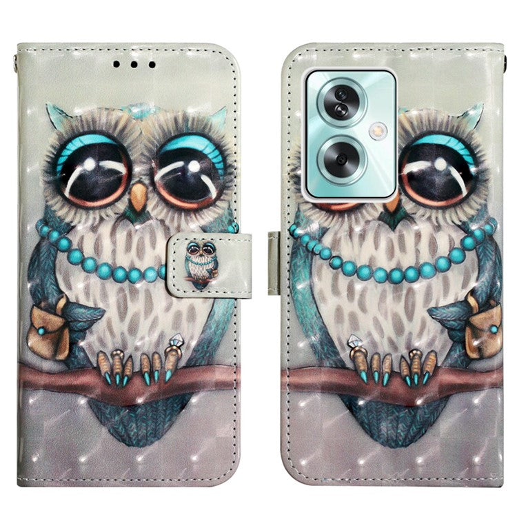 YB Pattern Printing Leather Series-2 For Oppo A79 5G / A2 5G Wallet Case Leather Phone Cover - Grey Owl