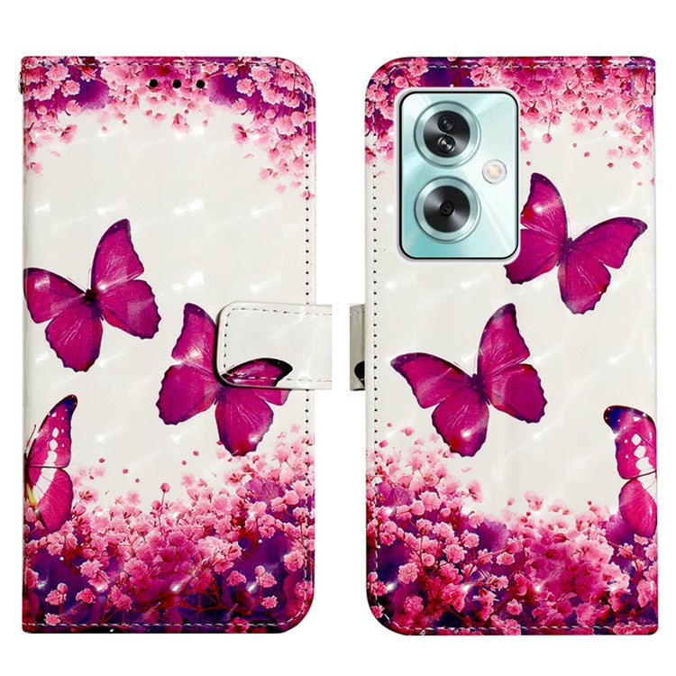 YB Pattern Printing Leather Series-2 For Oppo A79 5G / A2 5G Wallet Case Leather Phone Cover - Rose Butterflies