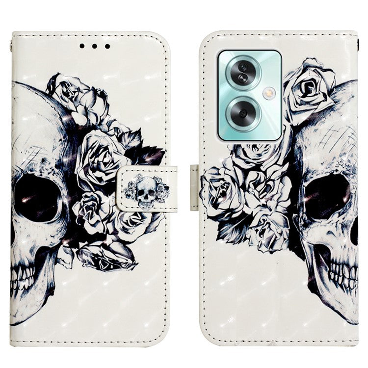 YB Pattern Printing Leather Series-2 For Oppo A79 5G / A2 5G Wallet Case Leather Phone Cover - Skull