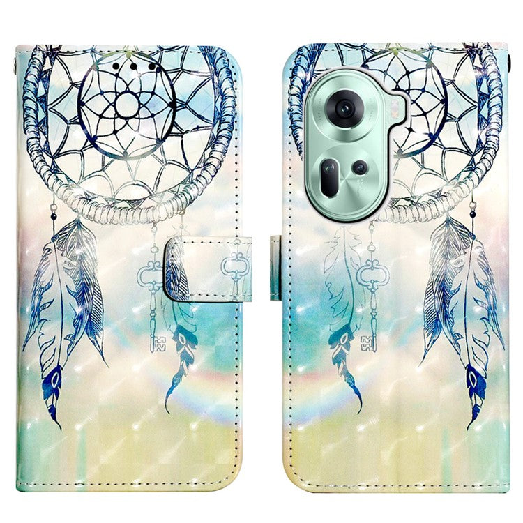 YB Pattern Printing Leather Series-2 For Oppo Reno11 5G (Global) Case Anti-Drop Leather Phone Cover - Dream Wind Chime