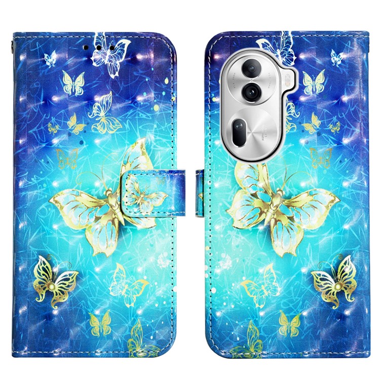 YB Pattern Printing Leather Series-2 For Oppo Reno11 Pro 5G (Global) Protective Case Leather Phone Shell - Golden Butterflies