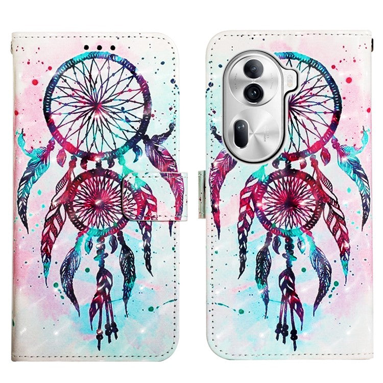 YB Pattern Printing Leather Series-2 For Oppo Reno11 Pro 5G (Global) Protective Case Leather Phone Shell - Colorful Wind Chime