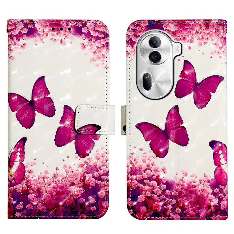 YB Pattern Printing Leather Series-2 For Oppo Reno11 Pro 5G (Global) Protective Case Leather Phone Shell - Rose Butterflies