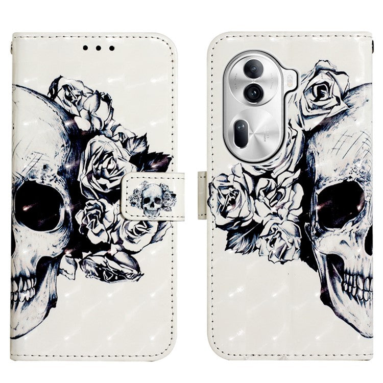 YB Pattern Printing Leather Series-2 For Oppo Reno11 Pro 5G (Global) Protective Case Leather Phone Shell - Skull