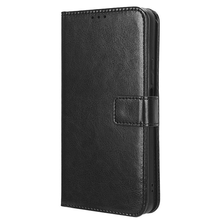 For vivo Y28s 5G / T3 Lite 5G / Y03 / Y18 4G / Y18e 4G Leather Case Crazy Horse Texture Folio Flip Wallet Phone Cover - Black