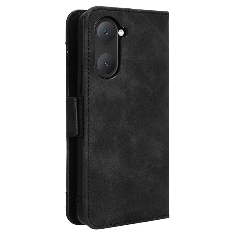 For vivo Y28s 5G / T3 Lite 5G / Y03 / Y18 4G / Y18e 4G Leather Case with Multiple Card Slots Full Protection Wallet Phone Cover - Black