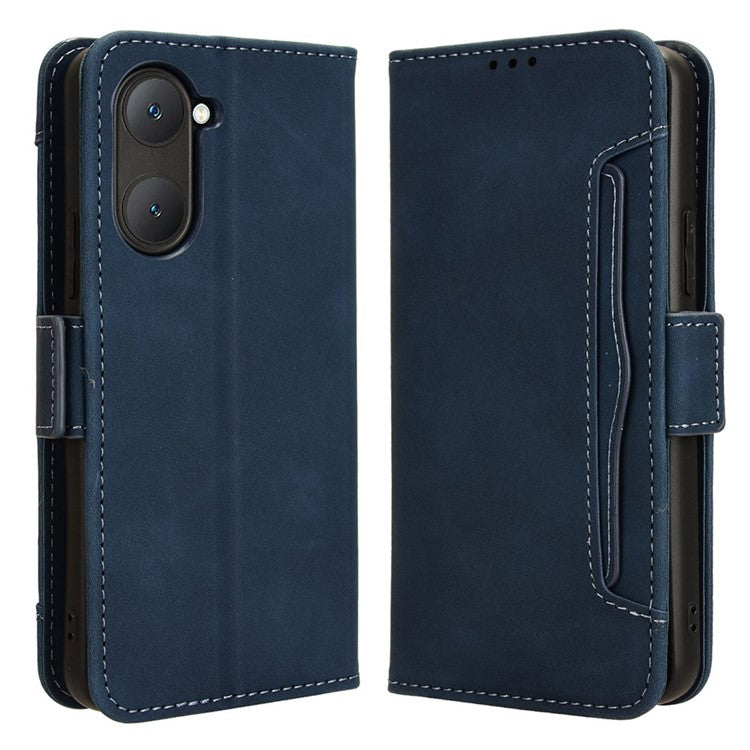 For vivo Y28s 5G / T3 Lite 5G / Y03 / Y18 4G / Y18e 4G Leather Case with Multiple Card Slots Full Protection Wallet Phone Cover - Blue