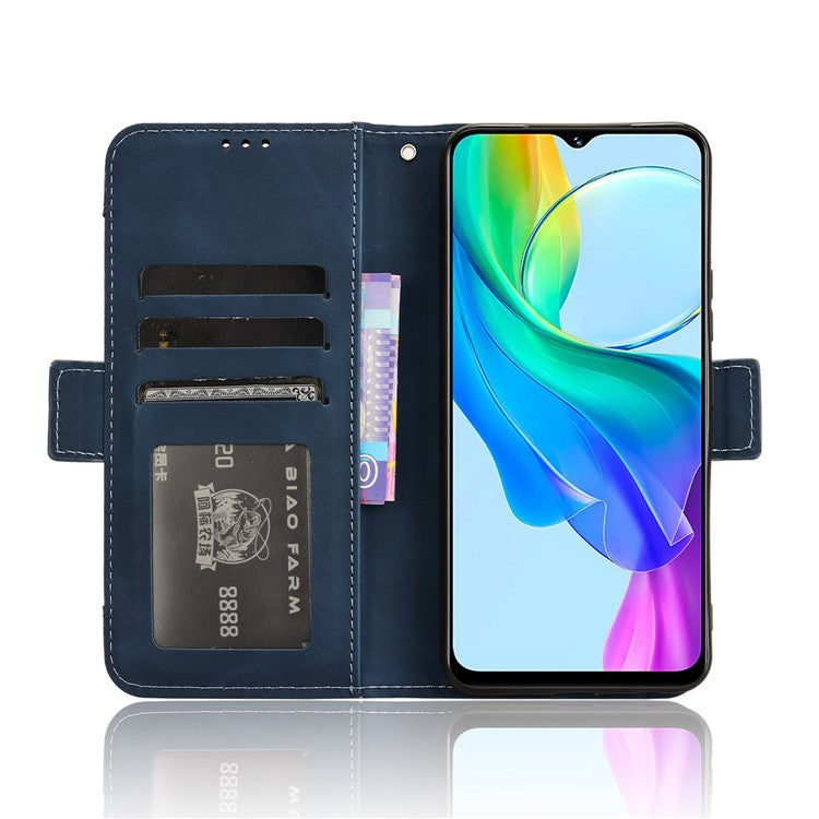 For vivo Y28s 5G / T3 Lite 5G / Y03 / Y18 4G / Y18e 4G Leather Case with Multiple Card Slots Full Protection Wallet Phone Cover - Blue