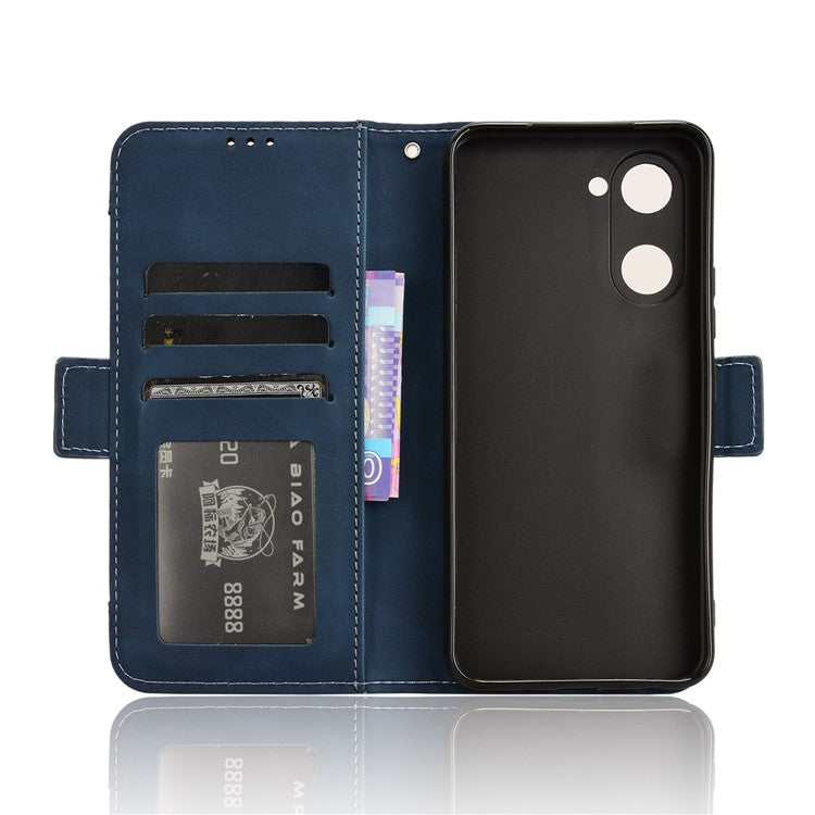 For vivo Y28s 5G / T3 Lite 5G / Y03 / Y18 4G / Y18e 4G Leather Case with Multiple Card Slots Full Protection Wallet Phone Cover - Blue