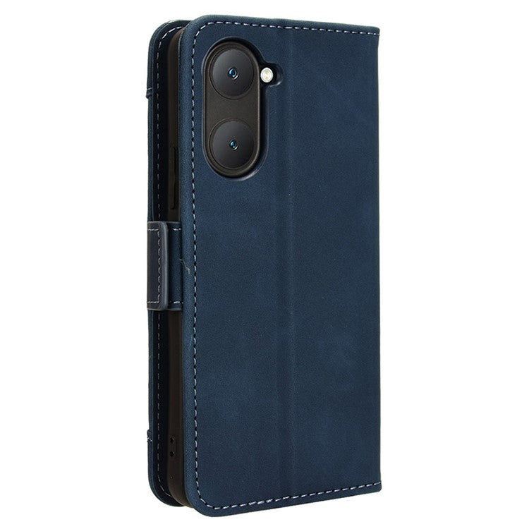 For vivo Y28s 5G / T3 Lite 5G / Y03 / Y18 4G / Y18e 4G Leather Case with Multiple Card Slots Full Protection Wallet Phone Cover - Blue