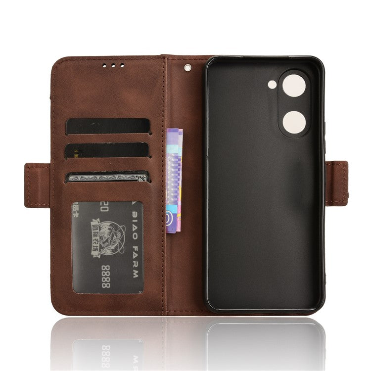 For vivo Y28s 5G / T3 Lite 5G / Y03 / Y18 4G / Y18e 4G Leather Case with Multiple Card Slots Full Protection Wallet Phone Cover - Brown