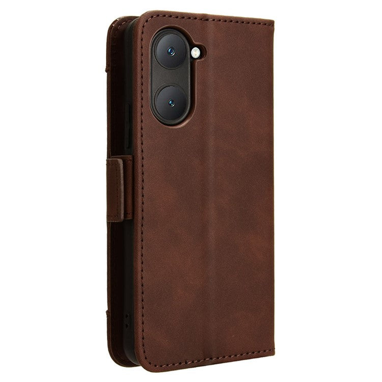 For vivo Y28s 5G / T3 Lite 5G / Y03 / Y18 4G / Y18e 4G Leather Case with Multiple Card Slots Full Protection Wallet Phone Cover - Brown