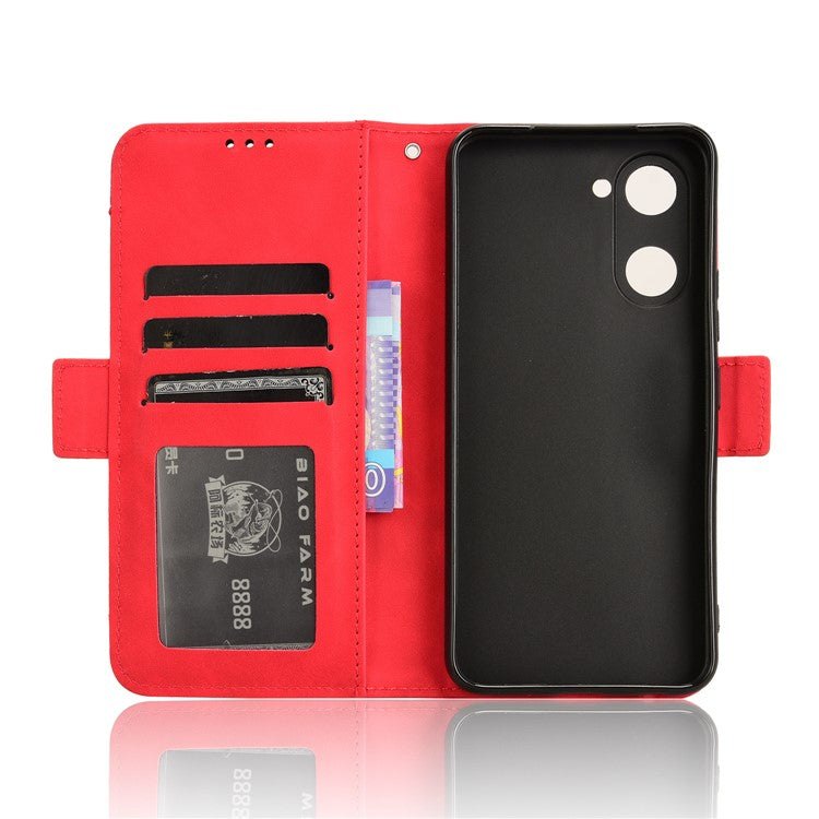 For vivo Y28s 5G / T3 Lite 5G / Y03 / Y18 4G / Y18e 4G Leather Case with Multiple Card Slots Full Protection Wallet Phone Cover - Red